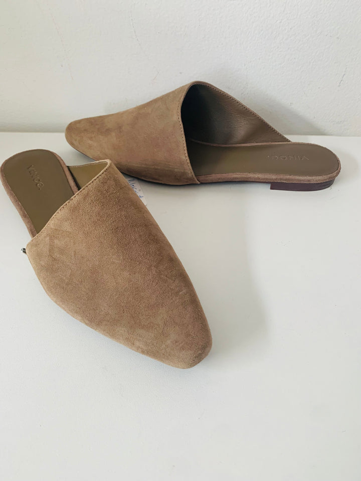 Vince Brown Suede Slip On Mules Size 7.5 New