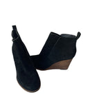 Lucky Brand Black Suede Wedge Booty Size 7