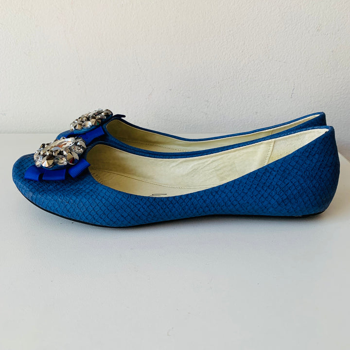 GC Shoes Royal Blue Rhinestone Ballet Flats Size 10