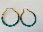 Anthropologie Dipped Patina Gold Pierced Hoop Earrings