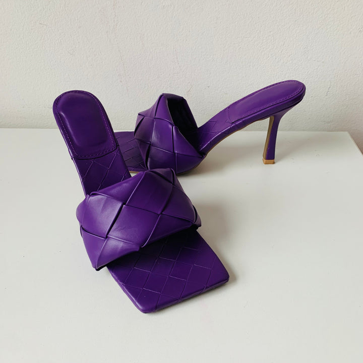 Purple Quilted Slip On Heels Size 8.5