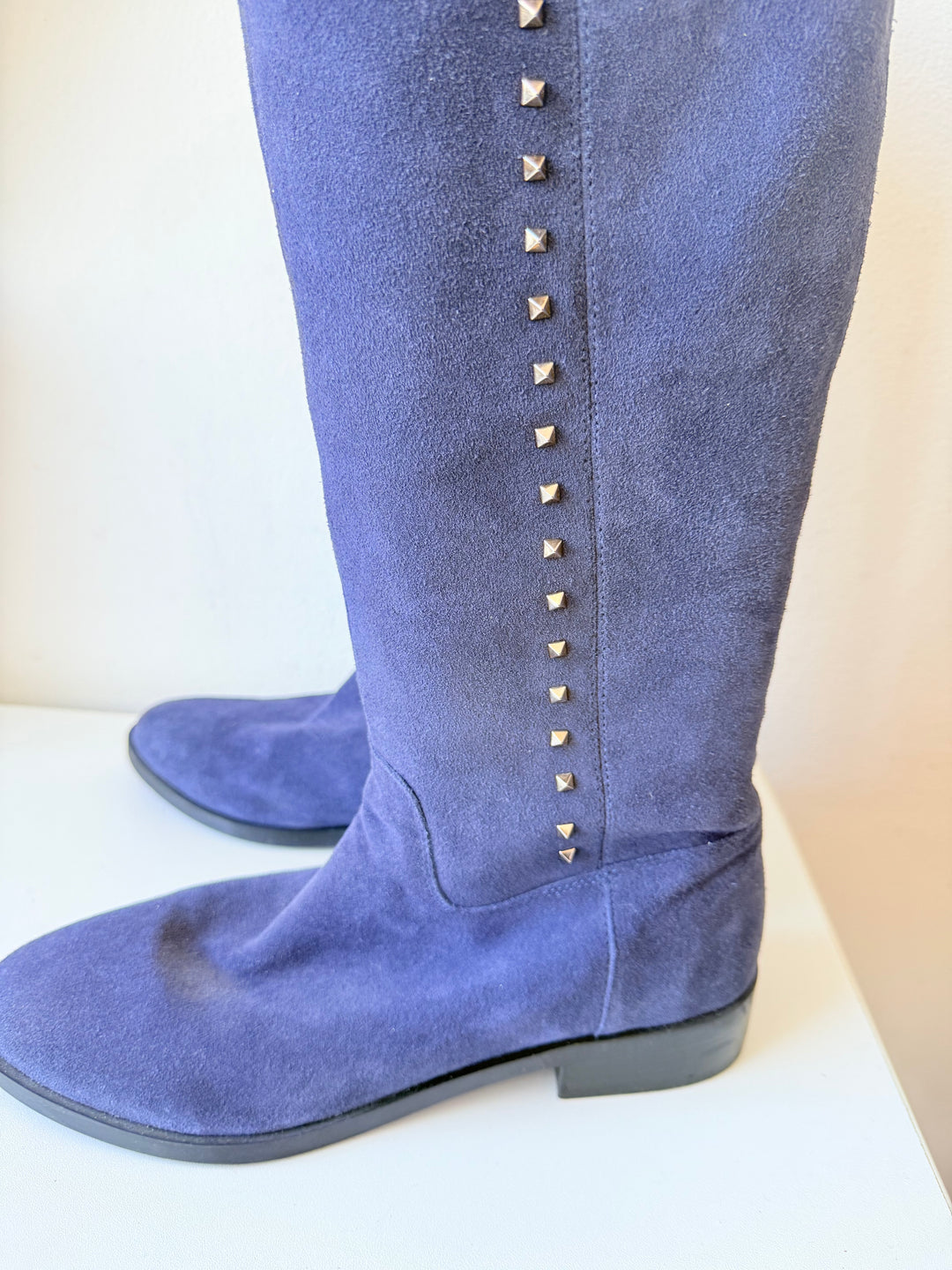 Marc Fisher Dark Blue Suede And Studded Boots Size 9.5