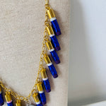 Susan Lowenberg The Pencil Lady Handmade Blue And Gold Pendent Necklace