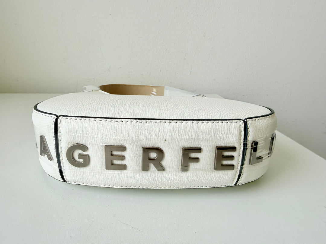 Karl Lagerfeld Desi Shoulder Bag In Winter White Leather