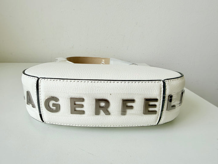 Karl Lagerfeld Desi Shoulder Bag In Winter White Leather