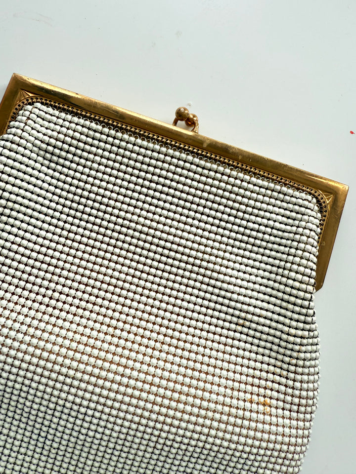 Vintage White Mesh Gold Frame Ladies Evening Bag