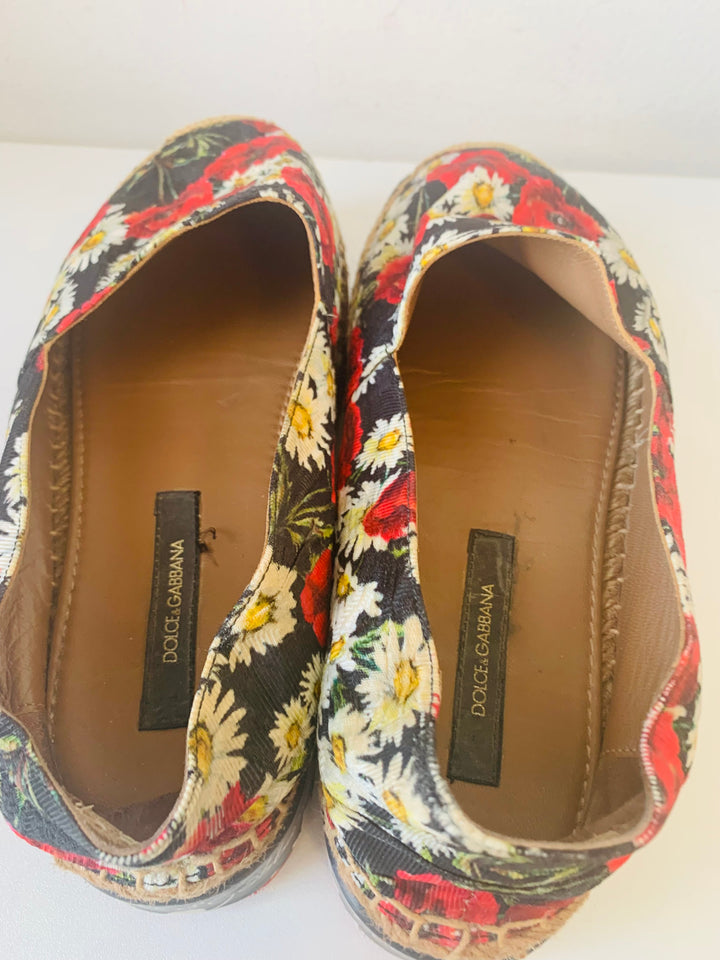 Dolce & Gabbana Floral Platform Espadrille Size 35