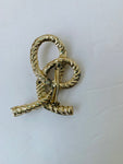 Braided Twist Knot Gold Tone Brooch