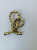 Braided Twist Knot Gold Tone Brooch