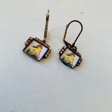 Cupid Drop Pierced Earrings In Gold Tone With Pink Rhinestones