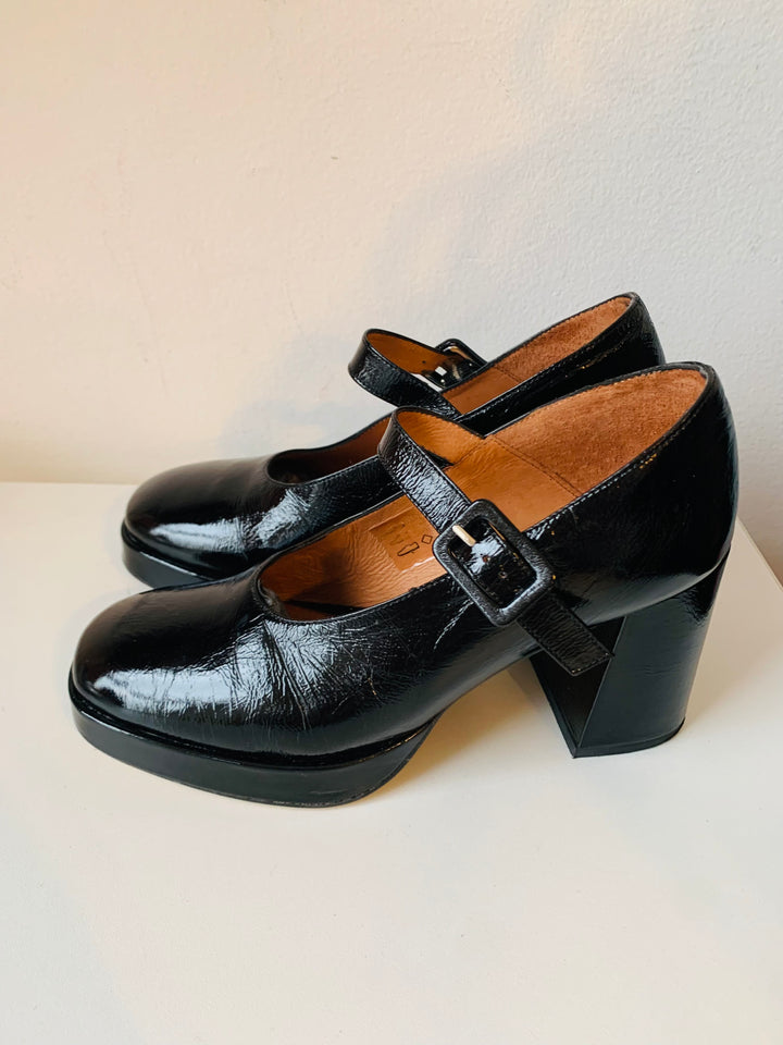 Jonak Paris Black Patent Heeled Mary Jane Size 37