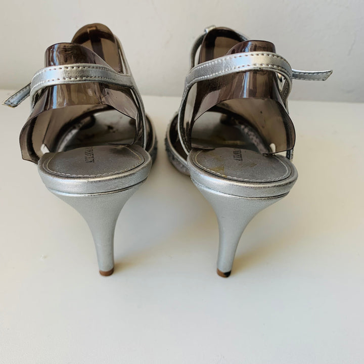 Adrianna Papell  Sparkle Mettalic T Strap Sandals Heels Size 7.5