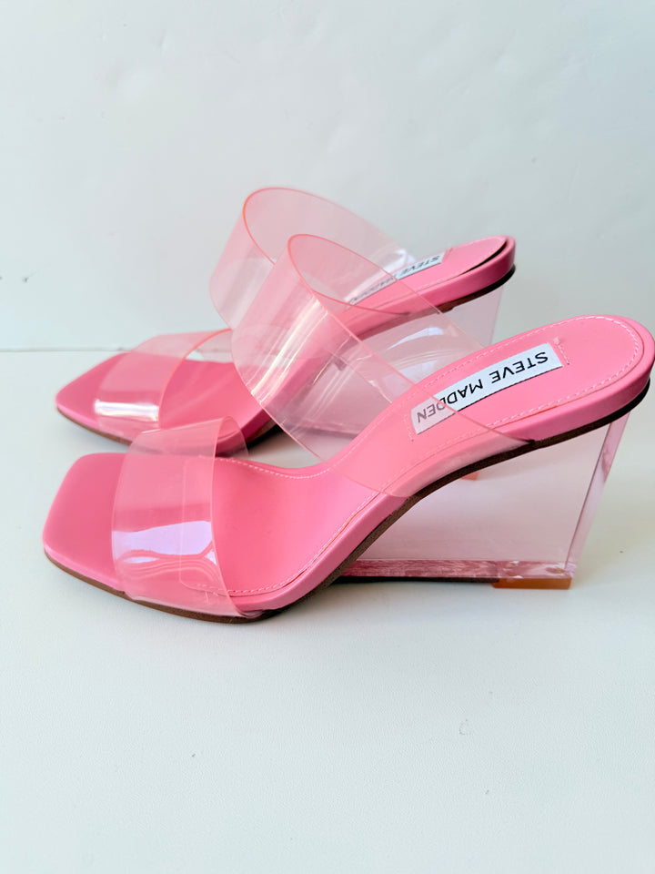 Steve Madden Isa Women’s Double Banded Slip On Wedge Sandals Size 7.5