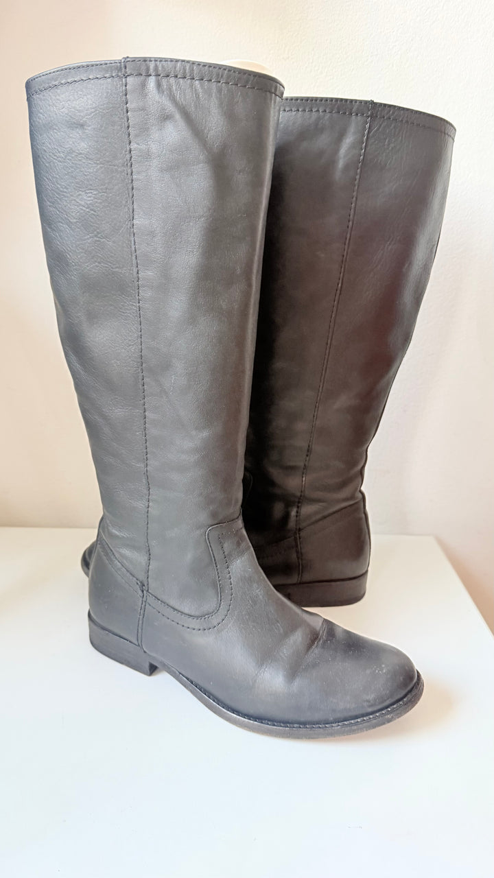 Frye Paige Tall Black Leather Riding Boots Size 6