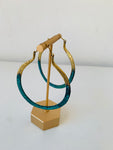 Anthropologie Dipped Patina Gold Pierced Hoop Earrings