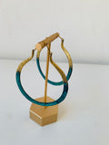 Anthropologie Dipped Patina Gold Pierced Hoop Earrings