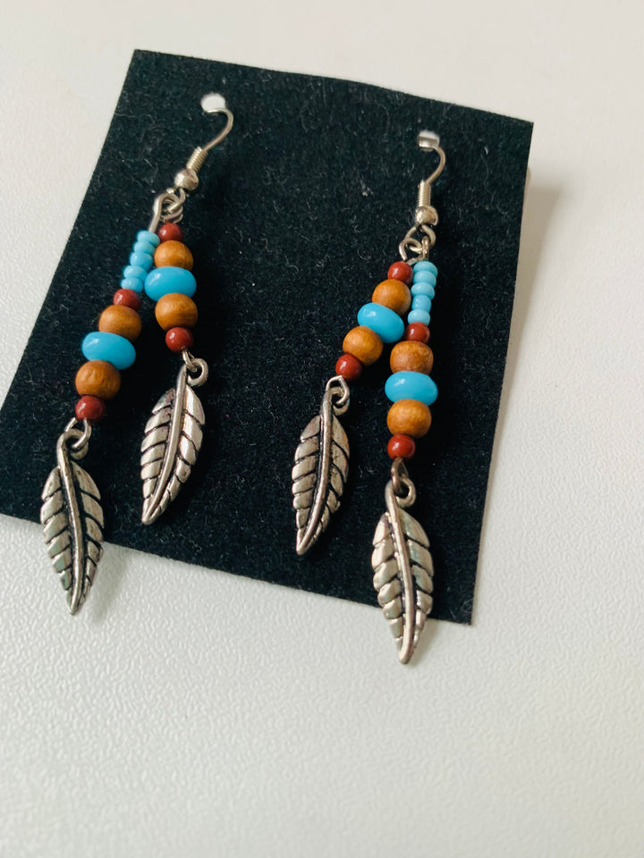 Beaded Fishook Style Pierced Earrings