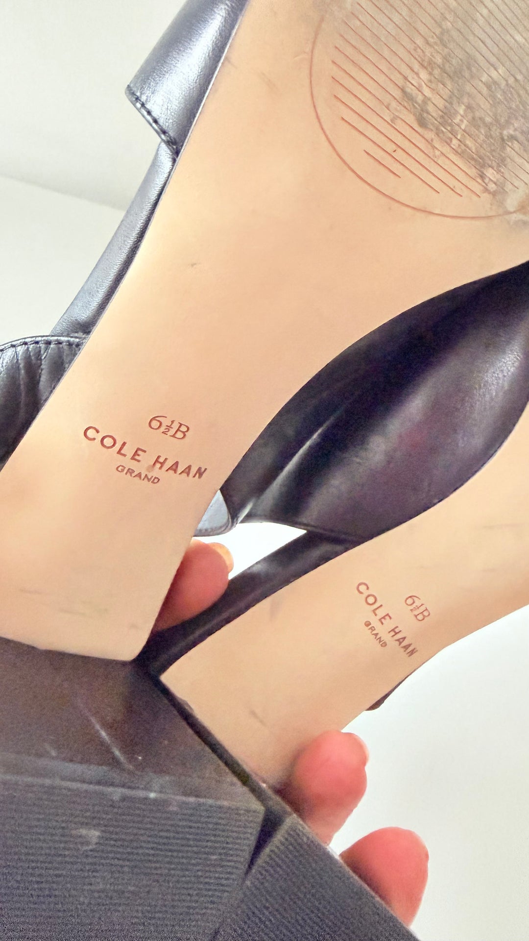 Cole Haan Grand Series Vania Black Leather Slingback Pumps Size 6.5