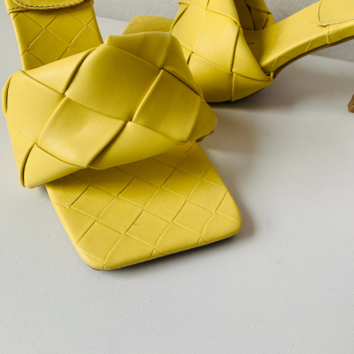 Yellow Quilted Slide on Heels Size 8.5