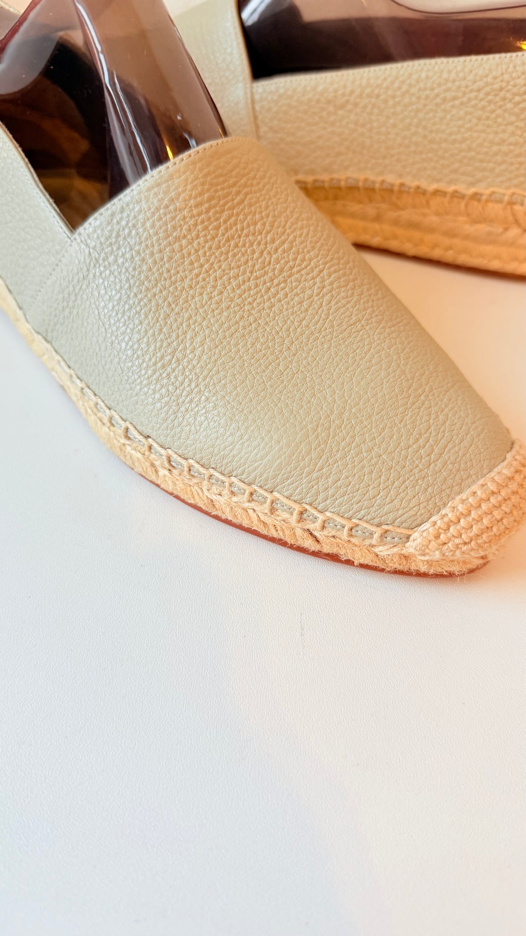 Lafayette 148 New York Lowery Espadrille In Green Clay Leather Size 38.5 New