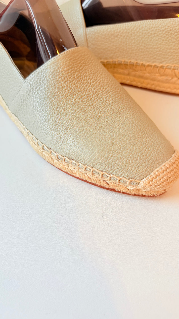 Lafayette 148 New York Lowery Espadrille In Green Clay Leather Size 38.5 New