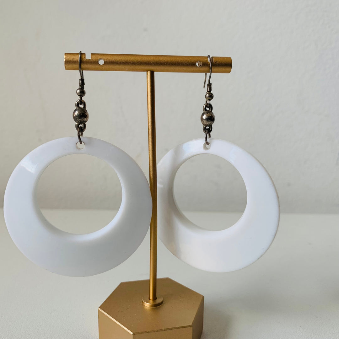 White Lucite Pierced Hoops