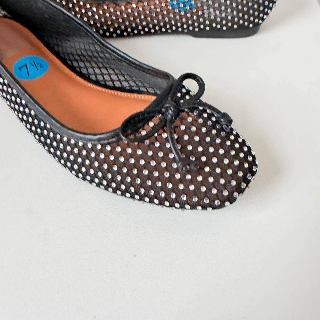 Dolce Vita Black Mesh Rhinestone Ballet Flats New Size 7.5