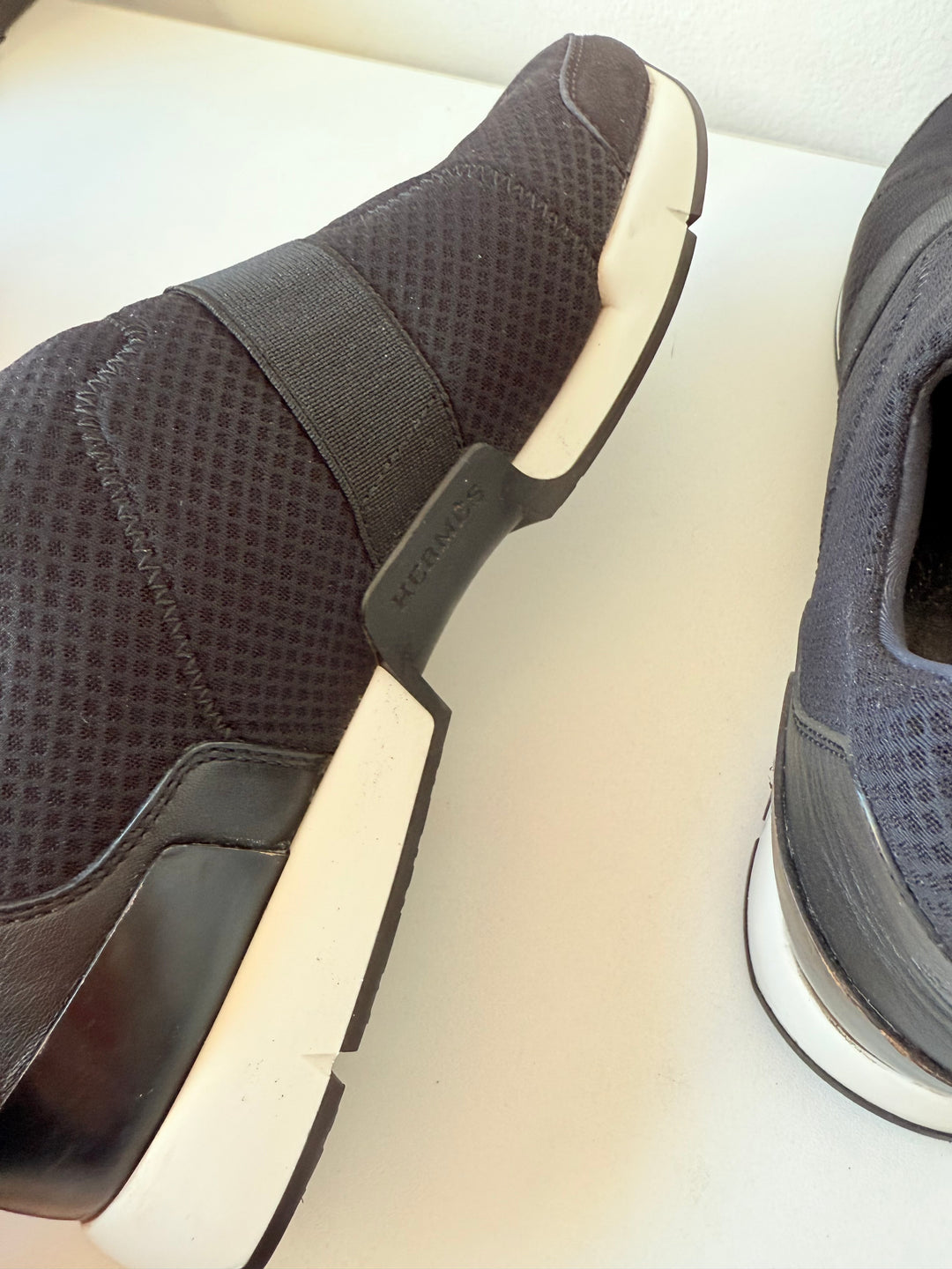 Hermes Black Run Cloth Neoprene Sneakers Size 38