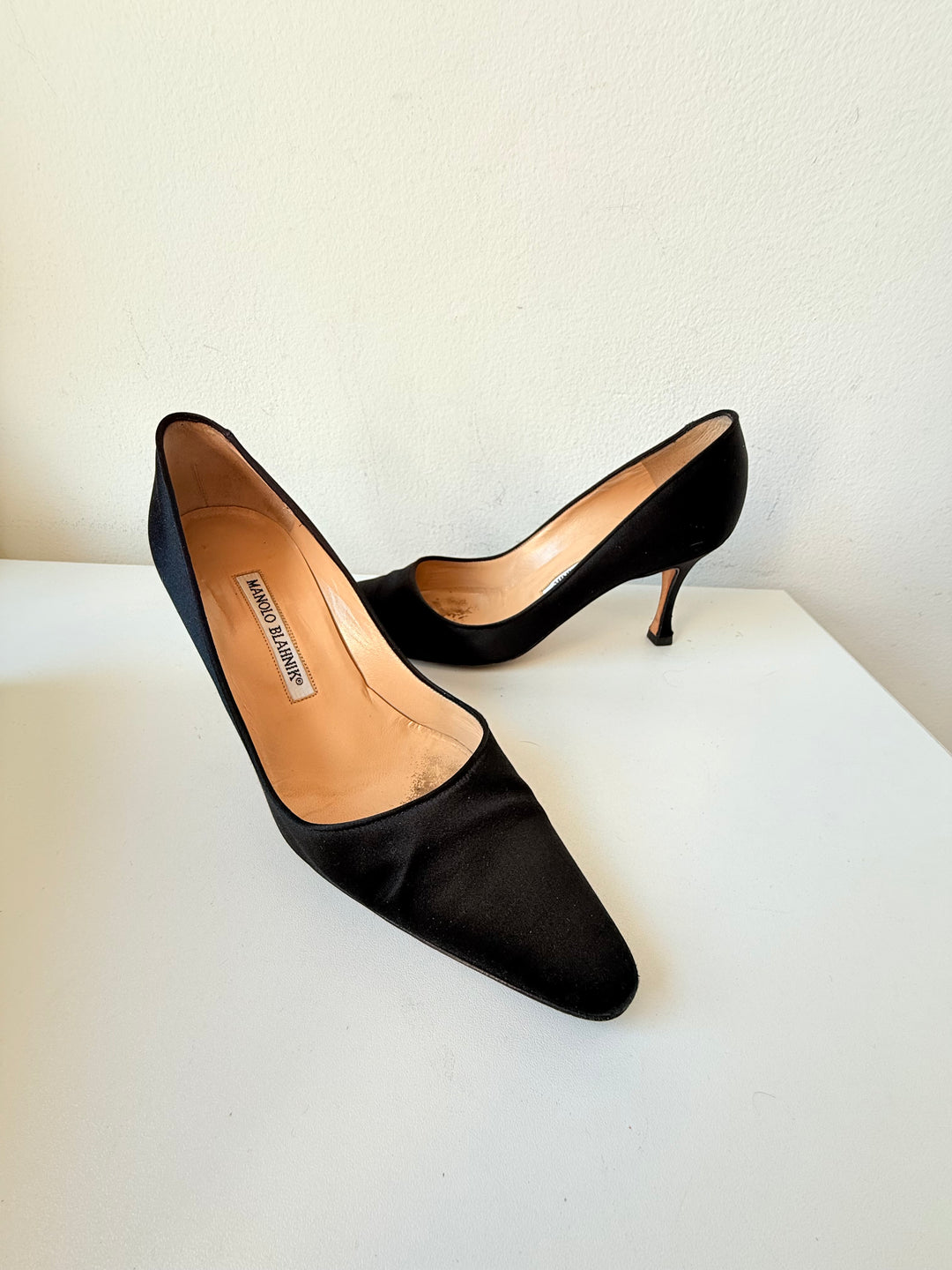 Manolo Blahnik Black Satin Pumps Size 36.5