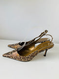 AK Anne Klein Leather Leopard Print Slingback Pumps Size 8.5