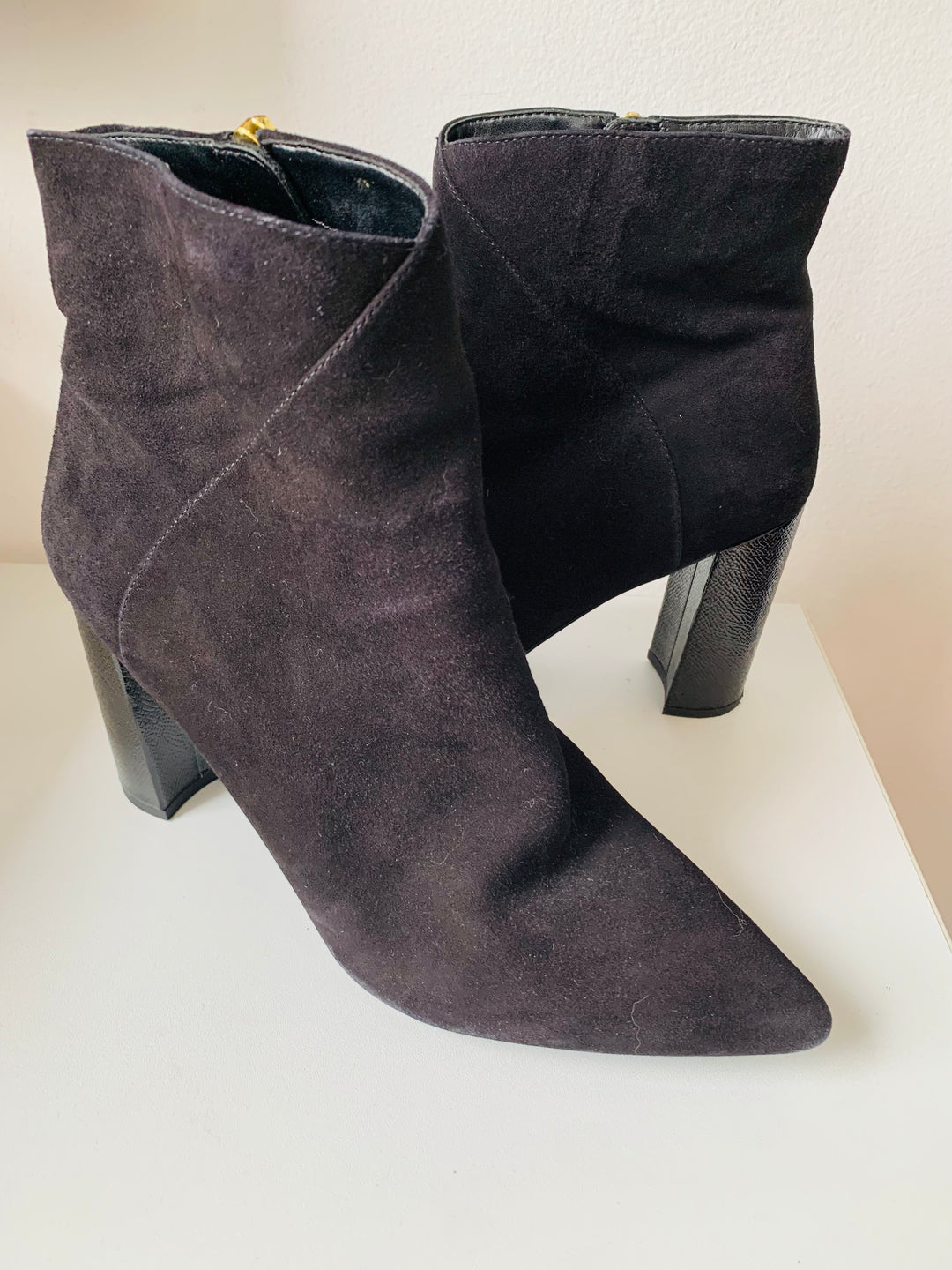 Nine West Black Suede Heeled Boots Size 9.5