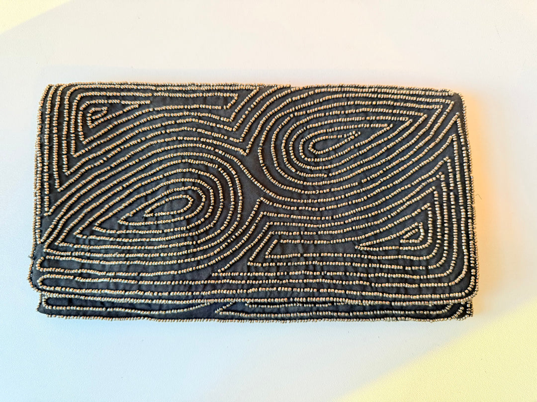 Akira Black Beaded Clutch