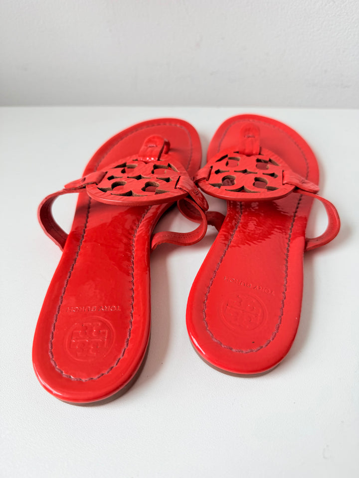 Tory Burch Miller Patent Sandal In Red Size 8.5