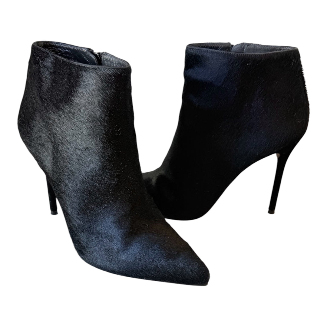 Stuart Weitzman Black Calf Pony Hair Pointed Toe Stiletto Boots Size 8 M Women’s