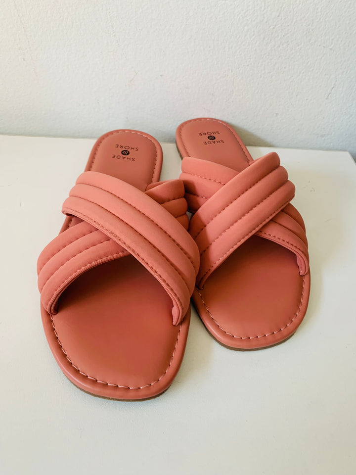 Shade & Shore Slip on Peach Vegan Sandals Size 7