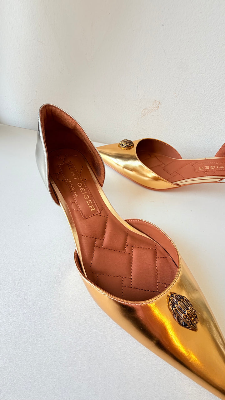Kurt Geiger London Belgravia d’Orsay Pumps In Mettalic Gold/Silver Size 38.5