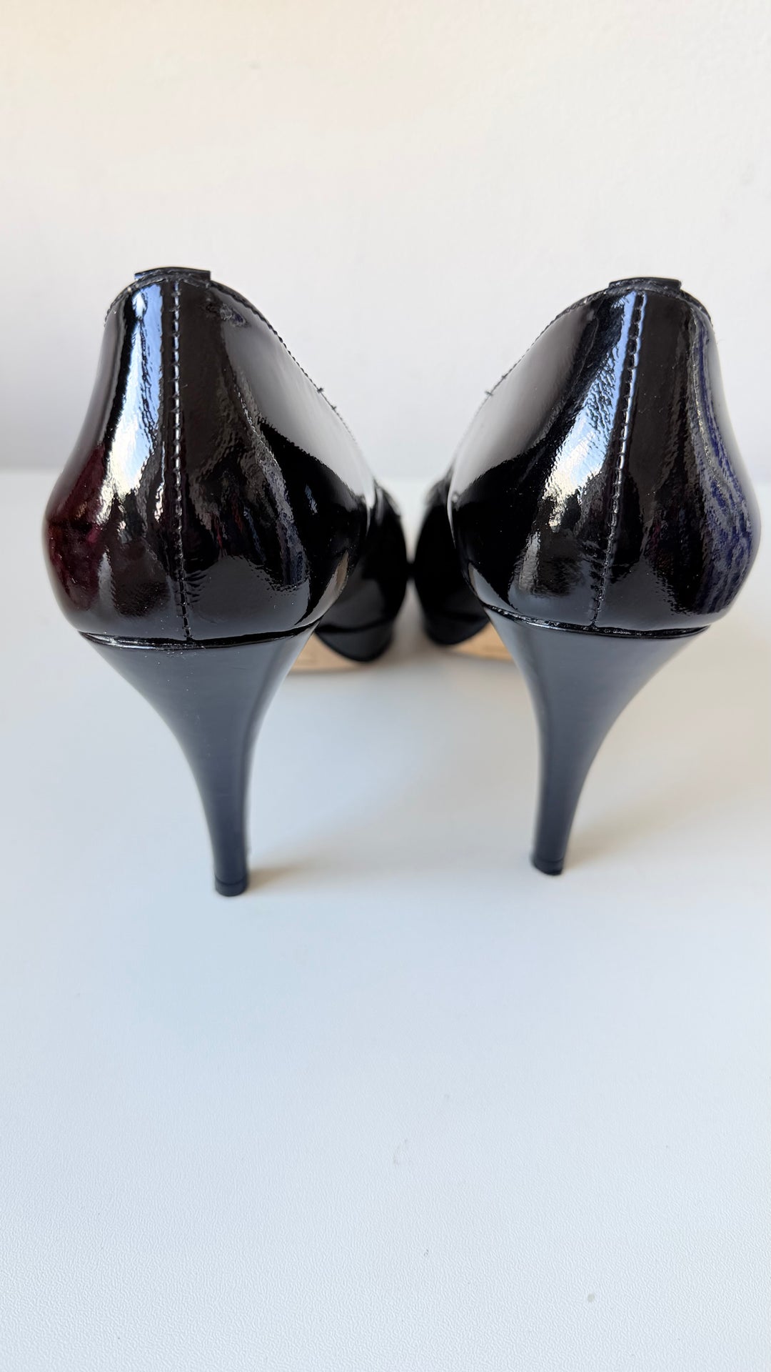 Enzo Angiolini Black Patent Peep Toe Pumps Size 8M Women’s