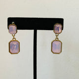 Pink Crystal Drop Pierced Earrings