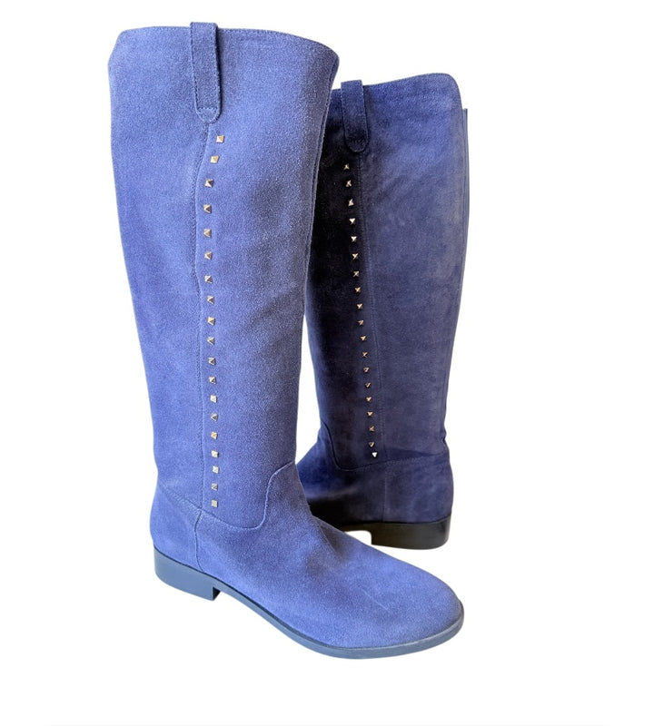 Marc Fisher Dark Blue Suede And Studded Boots Size 9.5