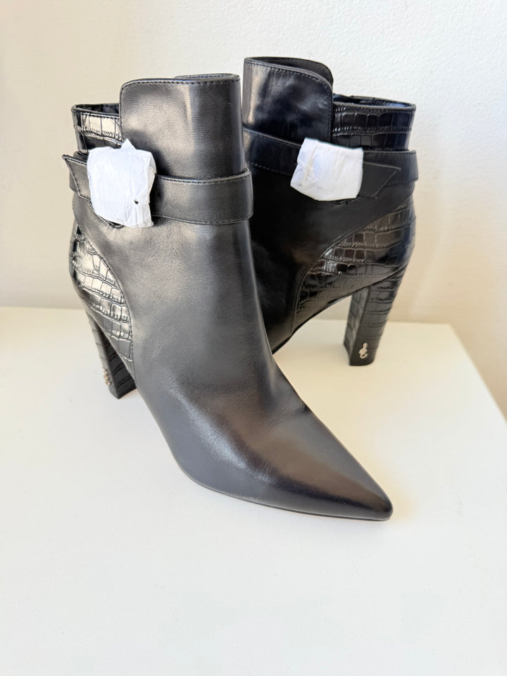 Sam Edelman Rita Black Leather Pointed Toe Bootie Size 6.5 New