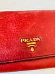 Prada Vitello Daino Leather Continental Red Wallet