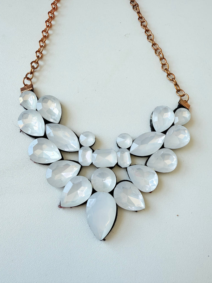 White Rhinestone Statement Necklace