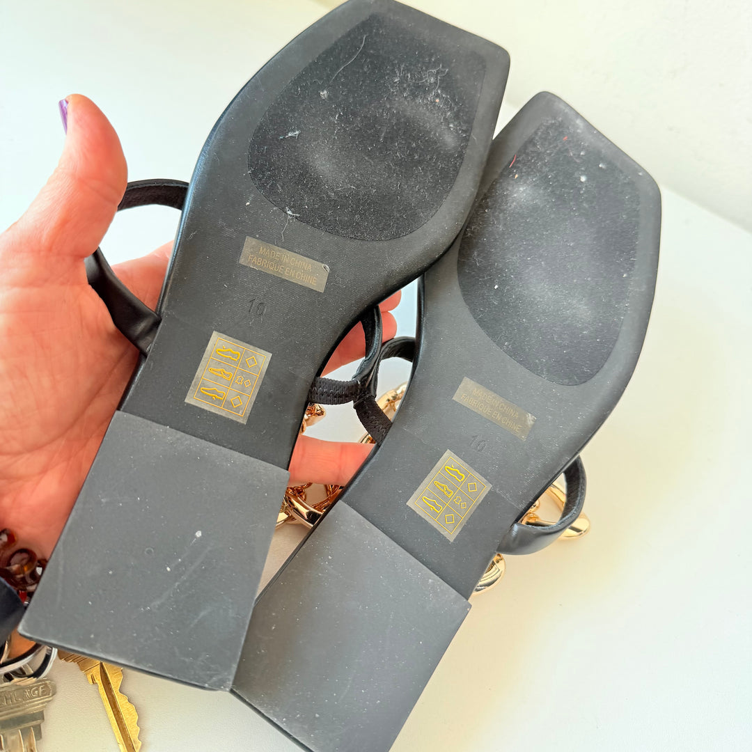 Jeffrey Campbell Ring On It Embellished Thong Chain Sandal Size 10