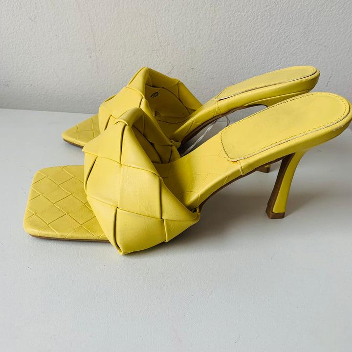 Yellow Quilted Slide on Heels Size 8.5