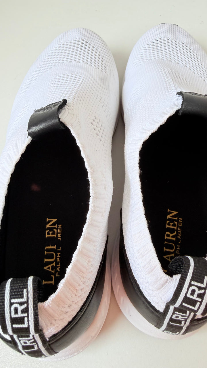 Ralph Lauren Kacie Slip On Sneakers In White & Black Size 8 New Women’s