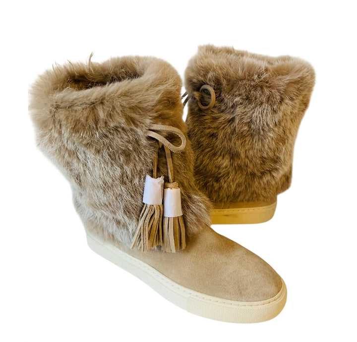 Tory Burch Tan Suede & Fur Boots Size 7