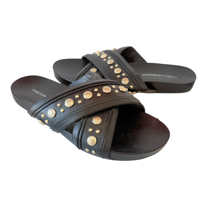 Rebecca Minkoff Tori Leather Slides In Black Size 8.5