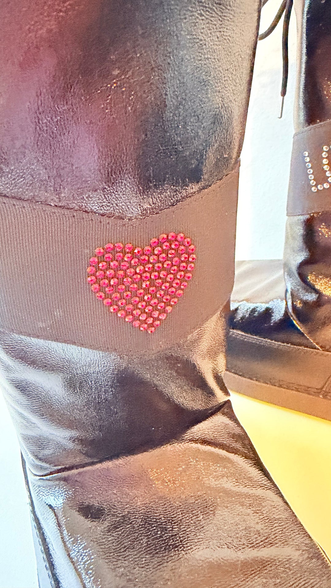 Love Moschino Crystal Logo Heart Embellished Snow Boots Size 42
