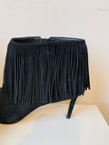 Sam Edelman Black Suede Kandice Fringe Booties Size 8