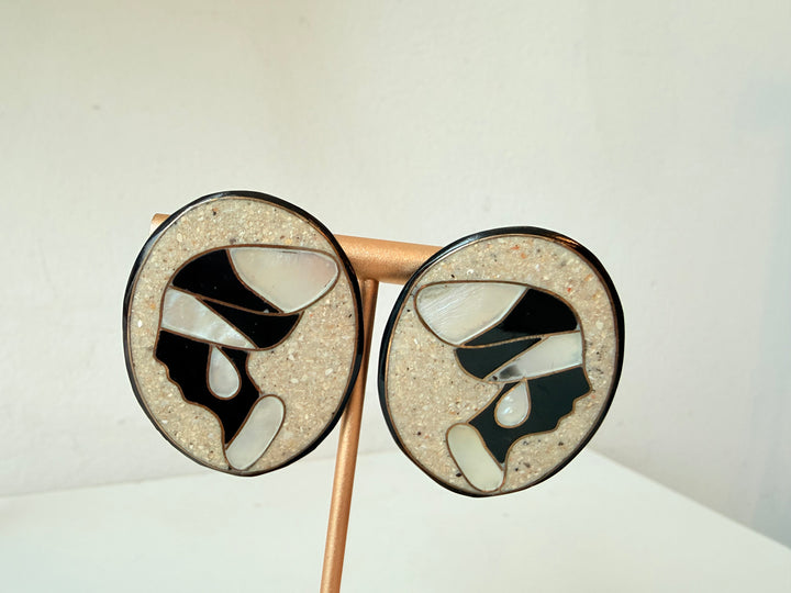 Vintage Lee Sands Handmade Art Deco Pierced Earrings